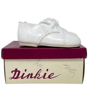 Dinkie Baby White Patent Leather Shoes Size 4 With Box